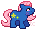 pixel sprite of a dark blue baby pony with a star symbol on her flank