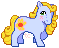 pixel sprite of a pale blue pony with a teddy bear symbol on her flank