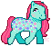 pixel sprite of a light turquoise pony with lollipop symbols along her side